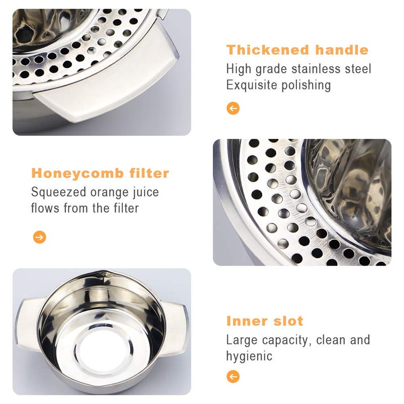 Vanleonet Stainless Steel Citrus Lemon Orange Juicer Manual Hand Squeezer, Juicer Hand Press Fruit Lemon Lime Orange Squeezer with Bowl - Image 3